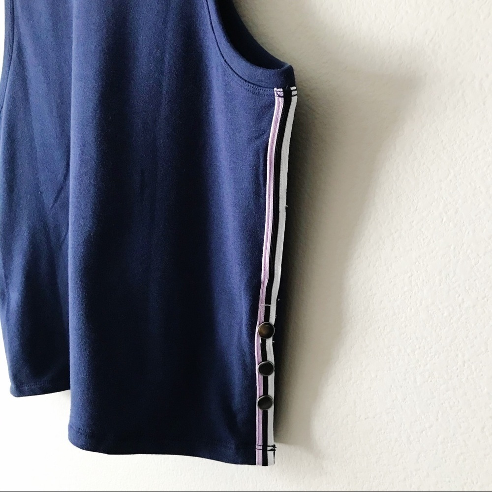 Splendid NWT Cropped Tank Top Side Snaps Blue Sm - Picture 3 of 8